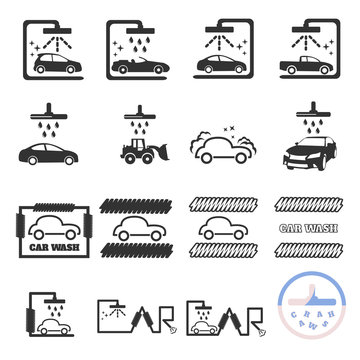 car wash icons set - vector  illustration