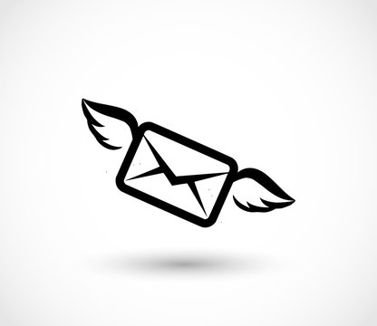 E-mail - envelope with wings icon vector