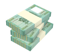 Lebanese pounds isolated on white background Computer generated 3D photo rendering