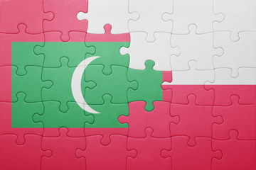 puzzle with the national flag of maldives and poland