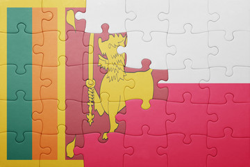 puzzle with the national flag of sri lanka and poland