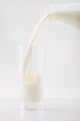 Milk is being poured into the glass. 