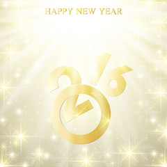 Text design Happy New Year 2016  with golden snowflakes. Vector illustration