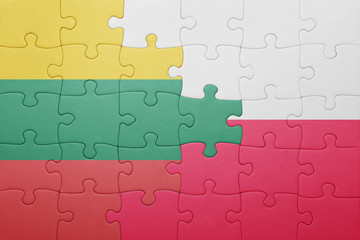 puzzle with the national flag of lithuania and poland
