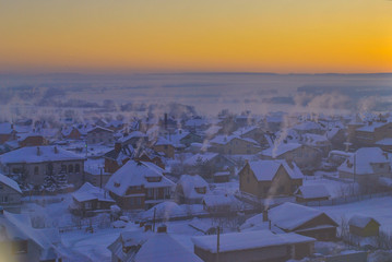 мороз дым крыши деревня