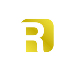 alphabet golden square shape letter R
