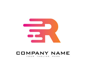 Obraz premium Letter R Modern Fast Motion Effect Logo