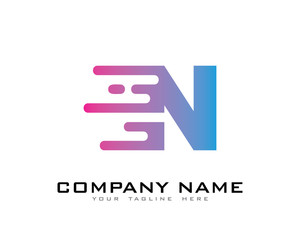 Letter N Modern Fast Motion Effect Logo