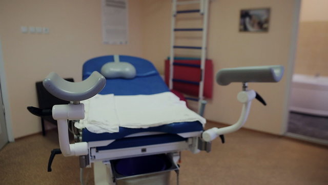 examination table in the delivery room