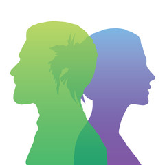 Silhouette of head, face in profile
