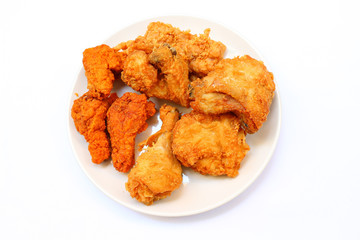 Fried chickens on white