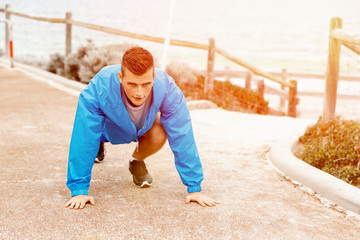 Runner getting ready to start the race