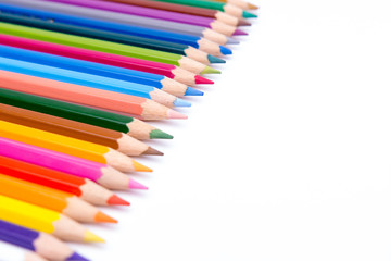 Group of color pencils select focus