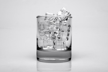 Ice cubes in glass vintage tone