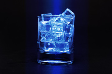 Ice cubes in glass vintage tone