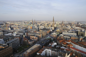 Blick auf Hamburg von St. Michaelis, Kirchturm, Deutschland