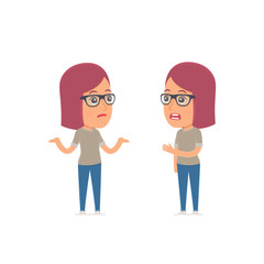 Fototapeta premium Frustrated Character Girl Designer can not help to solve the pro