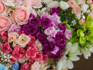 close up colorful cloth flower