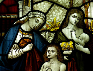 Helping poor people in stained glass