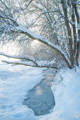 Snowy winter landscape in the mountains