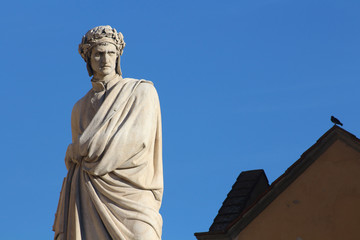 Dante Alighieri monument in Santa Croce square, Florence, Italy