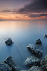 Fototapeta na wymiar seaside scene during golden dawn