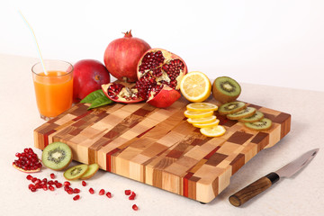 fruit on a chopping board