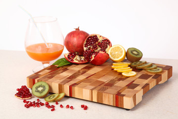 fruit on a chopping board