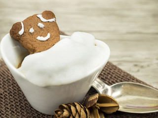 easter bunny in a cup of coffee