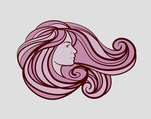 beautiful woman logo for beauty salon, spa, firm or company. Vector illustration