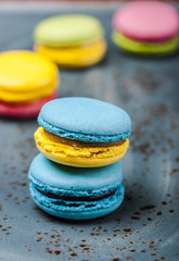 Sweet and colourful french macaroons