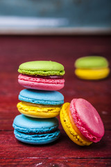 Sweet and colourful french macaroons