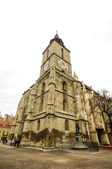 Fototapeta na wymiar Black Church in Brasov, Romania. Black Church is a famous medieval church in Transylvania.