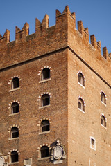 Fototapeta na wymiar Piazza dei Signori tower in Verona Italy