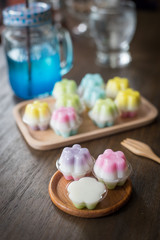 coconut jelly on the wood desk coffee shop