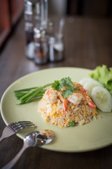 shrimp fried rice on the dish