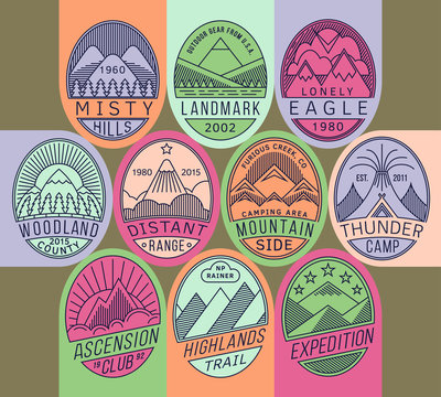 Mountain badges linear 2 mono