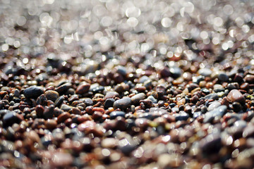 Sparkling pebbles on a beach