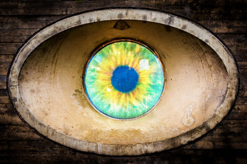 Street art installation showing the all-seeing eye in Malmo