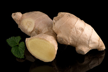 Ginger root on black