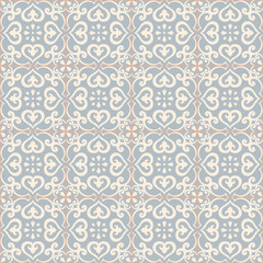 Seamless pattern azulejo light blue.