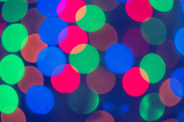 Xmas Background.  Holiday glowing Abstract Defocused Background With Blinking Lights. Blurred Bokeh. Retro Color Vintage photo