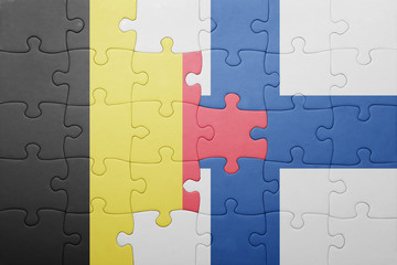 puzzle with the national flag of belgium and finland