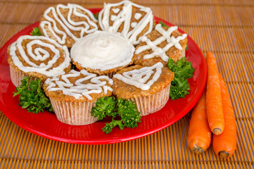 Cream cheese frosted carrot cake cupcakes.