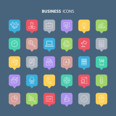 Outline business and office icons set. Vector illustration.