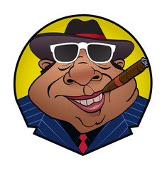 Gangster / A funny mobster in a pinstripe suit.