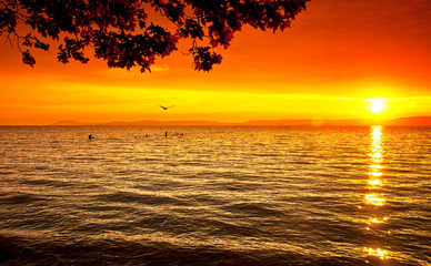 Sunset over lake Balaton
