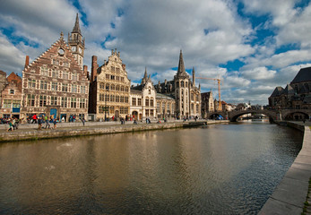 Nice houses in the old town of Ghent, Belgium