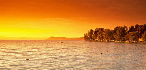 Sunset over lake Balaton