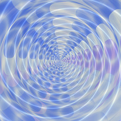 Abstract background of blue, pink and white concentric glowing shapes creating an illusion of movement